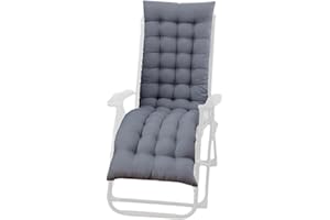 azorex Cojín para Tumbona de Jardín, Colchón Tumbona Acolchada, Cojín para Silla Plegable con Respaldo Alto para Exteriores 150 x 55 x 7 cm (Gris)