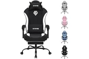 SITMOD Silla Gaming Ergonómica, Silla Oficina de Tela con Cojín de Muelles Ensacados y Reposapiés, Gaming Chair Sillas de Ordenador con Soporte Lumbar, Reposacabezas, Capacidad de 150 kg