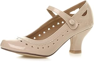 AJVANI Chaussures Escarpins Babies Classique cœur découpée Femmes Petit Talon Taille