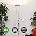 Produktbild LED Stehlampe "Yohann" dimmbar mit Leselampe in Messing aus Metall u.a. für Wohnzimmer & Esszimmer (2 flammig, A+, inkl. Leuchtmittel) von Lampenwelt | LED-Deckenfluter, Stehleuchte, Deckenfluter, Wohnzimmerlampe