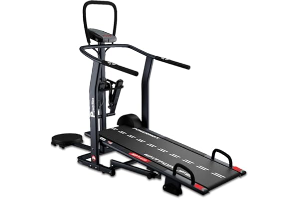 PowerMax Fitness MFT-410 Non-electric Manual Treadmill Foldable, Multifunction (Jogger, Stepper, Twister, Push up Bar), 3-Lev