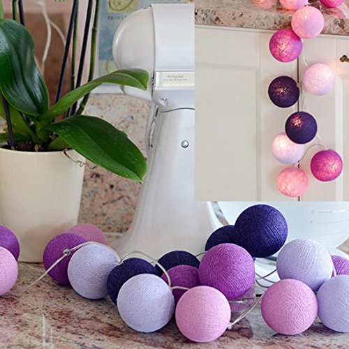 Preisvergleich Produktbild 20 Baumwolle Ball Lichterketten Fee Hängende Hochzeit Schlafzimmer Wohnzimmer Terrasse 2M 20LED Batterie Box romantischen Ball dekorative Lichterketten HKFV (B)