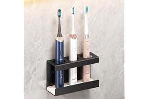 OSLEY Zahnbürstenhalter Selbstklebender Halter für elektrische Zahnbürsten Rostfrei Schnelle stabile Wandmontage Kein Bohren für Familien (Schwarz 3 Löcher)