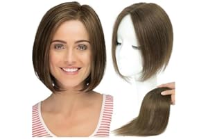 SARO-UP Hair Toppers for Thinning Hair Toppers for Women Real Human Hair Pieces for Women with Thinning Hair Clip In Toppers 100% Remy Human Hair Wiglets 10inch (Medium Auburn Brown)