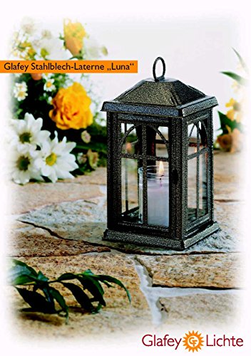 Preisvergleich Produktbild Grableuchte, Grablaterne Stahlblech - Luna, silber-schwarz