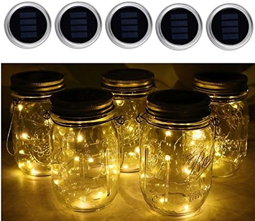 Solar Mason Jar Light - Mason Jar Solar String Lights,10LED Solar Powered Light for Patio Garden Path Wedding Party Decorative Festival Celebration Light(Jars &amp; Handles NOT Included)