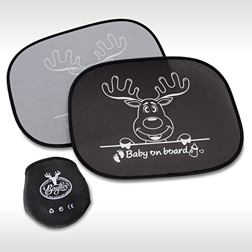 BAYTTER® 2 Stück Auto Baby Sonnenschutz + Sonnenblende Babyaufkleber mit "Baby on Board" Sonnenschutzblende für Baby mit Saugnäpfen Anti-UV Schutz