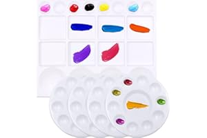 AIFUDA Farbpaletten, Kunststoff-Farbpalette für Kinder und Studenten für Aquarell Handwerk DIY und Gouache, Öl, Acryl und Tempera, 5 Stück