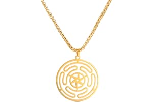 LIKGREAT Hekate Dea Collana con ciondolo a forma di ruota di ecate, collana con amuleto Wicca, gioiello rotondo per uomini e donne