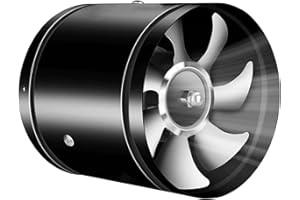 EUNEWR Osiowy wentylator rurowy Ø 200 mm, wentylator wyciągowy Ø 200 mm, powietrze nawiewne/wylotowe, 25 W, do łazienki, WC, kuchni, szklarni, namiotu, garażu (200 mm, czarny)