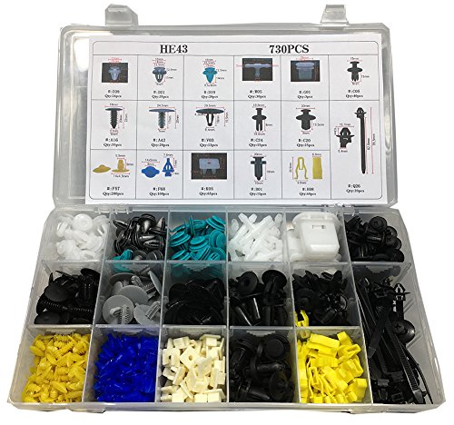 EDJIAN Lot de 730 Clips de Fixation pour Pare-Chocs de Voiture en Plastique pour Ford Toyota Honda Chrysler