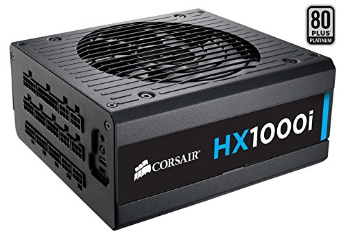 Corsair CP-9020074-UK HX1000i 1000 W 80 Plus Platinum Certified 140 mm Fan Thermally Controlled Power Supply Unit - Black
