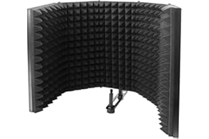 DESCONOCIDO Placa de micrófono plegable, 5 paneles, aislamiento acústico, grabación vocal, filtro de micrófono, placa de aislamiento de espuma reflectora, para el hogar, dispositivos de grabación de estudio