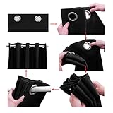 Songmics 2 Stück 145 x 245 cm Vorhänge Gardine Verdunklungsvorhang mit Ösen schwarz LRB245H-2 - 7