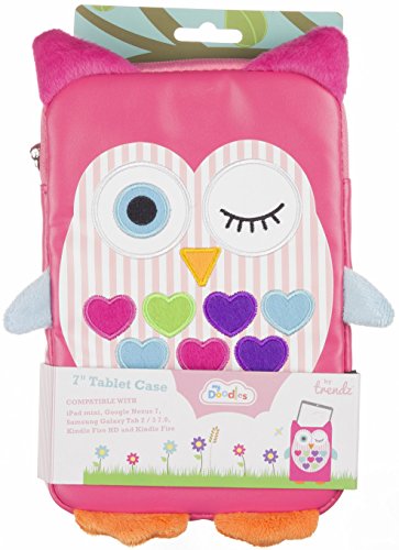 My Doodles Universal Hülle Sleeve Pouch Case für 7 Zoll (17,8cm) Tablet und E-Book Reader Kompatibel mit iPad Mini, Google Nexus 7, Samsung Galaxy Tab 3 7.0, Kindle Fire HD 7 Zoll und Tesco Hudl – Eule Pink - 8