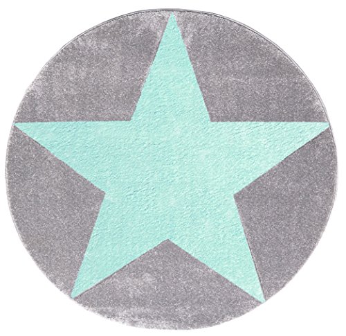 Preisvergleich Produktbild Livone Kinderteppich Happy Rugs Star Silbergrau / Mint 133cm rund