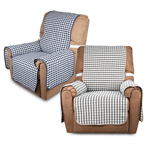 Preisvergleich Produktbild Auralum 177cm*56cm rutschfest Couchhusse Sofaüberwurf aus 100% Baumwolle Doppelseitig 1 sitzer (grau / schwarz)