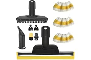 PMUEUFF 10 Pièces Accessoires de Nettoyeur à Vapeur pour Kärcher Sc1 Sc2 Sc3 Sc4 Sc5, Ensemble de Brosses de Nettoyeur à Vapeur, y Compris Buse Courbée, Raclette à Vitres et Chiffon en Microfibre