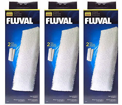 Fluval A222 Lot de 2 filtres en mousse - accessoires de filtre - Compatible avec filtres 204/205/206 304/305/306 (3 Packs)
