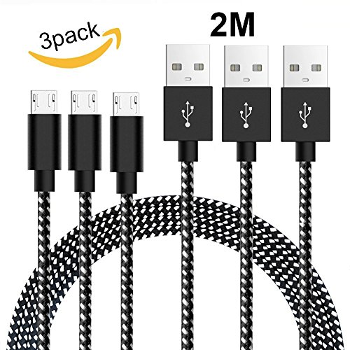 ViiVor Micro USB Ladekabel 3Pack 1M 2M 3M High Speed USB 2.0 A Male auf Micro B Synchronisations und Ladekabel für Samsung, Huawei, Sony, HTC, Nokia,Nexus, Xiaomi, Kindle, Android Smartphones usw. (3PACK 2M)