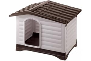 Ferplast DOGVILLA 90 Casetta per Cani, Lato Apribile, Fondo Sollevato Anti Umidità, Sistema Fuoriuscita Liquidi, Tetto Rimovibile, Porta Antimorso in Alluminio, Griglia Aerazione, 88 x 72 x h 65 cm
