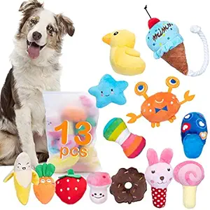 DONO Squeaky Plush Dog Toys-Pet Pack for Puppy Cute Toys Small Stuffed Puppy Chew Interactive Doggie Toys 13 Pack Tooth Grinding & Training Pet Toy Supplies for Medium to Small Dogs