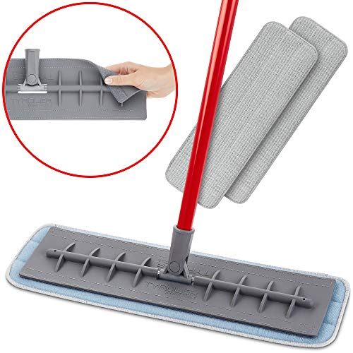 Tyroler Bright Tools Mopa de Microfibra para Usar Seca y Húmeda (45 cm de Ancho) Cabeza de Silicona Flexible | Limpieza Profesional del Hogar para Suelo de Madera, Laminado, Baldosas, Cocina, Baño