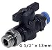 Produktbild Absperrhahn mit Steck- und Gewindeanschluss - zylindrisch - Steckverbinder -Pneumatikverbinder - Push In ( G 1/2" x 12mm)
