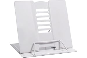 ‎GEOYIEN Geoyien Book Stand, Reading Stand, Book Stand Children, Multifunctional Metal Reading Frame, Adjustable Angle, Right Sitting Posture and Less Fatigue for Office, School, Library, Home (White)