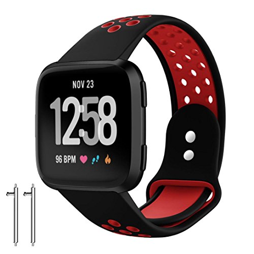 Preisvergleich Produktbild Xinxinyu Uhrenarmband, { Uhrenarmbänder Mit Belüftung Löcher } { Silikon Band-Armband } { Sportband Trageschlaufe }Für Fitbit Versa (Rot)