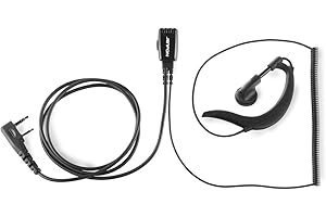 Jetfon BR-1702 E/C - Microauricular Tipo Gancho para Walkie-Talkies, Color Negro