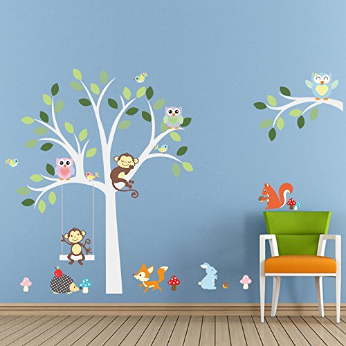 ElecMotive Eule Baum Entfernbare Wandtattoo Wandaufkleber Wall sticker Aufkleber DIY für Wohnzimmer Schlafzimmer Kinderzimmer in Geschenkkarton 105cm (H) * 160cm (W) ( Eule & Baum)