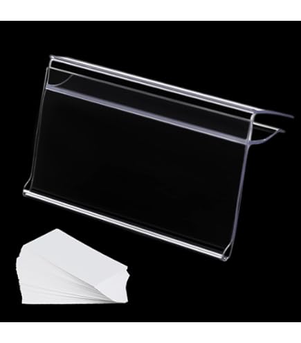 thumbnail image 2 of 100Pcs Wood Shelf Label Holder Plastic Price Tag Holder Supermarket Retail Sign PVC Clear Shelf Label Holder (Includes 100 Pieces Label 2 of 10