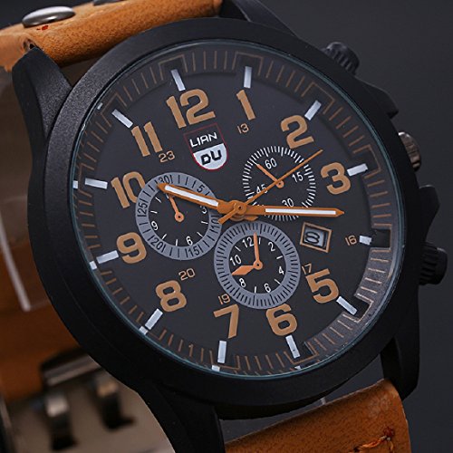 Franterd® Uhren, Unisex Männer Frauen wasserdichte Armbanduhr elegant Uhr Zeitloses Design Classic Leather römischen Ziffern Leder analoge Quarz-Armbanduhr Braun