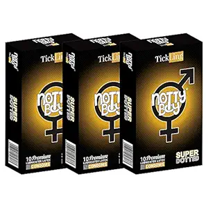 NOTTY BOY Condoms - 10 Count (Pack of 3, Extra Dotted)