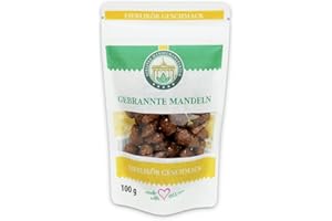 BERLINER MANDELMANUFAKTUR 1x100g Gebrannte Mandeln mit Eierlikör Geschmack, Vegan, Original Kirmes Mandeln, Gebrannte Nüsse, vegane Süßigkeiten, Süßigkeiten Weihnachten, spanische Largueta Mandeln