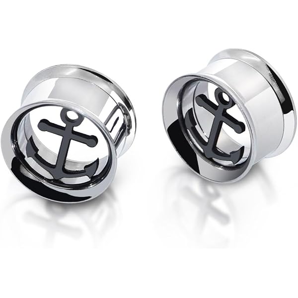 Tapsi's Ohr Plug Mit Anker-Motiv | Edelstahl 316L Schraubverschluss 8-20mm