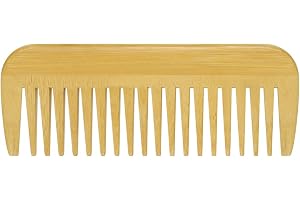 AUYAO Breda tänder kam, träkam, 100 % naturlig stor tand för herr dam, kam lockigt hår, ekologisk bambu träkam för alla hårtyper, antistatisk borste, Lång stil, One size