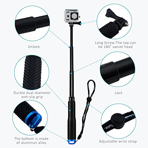 Asequible LENDOO Palo Selfie Stick Monopod de Telescópica Ajustable de
Aluminio Impermeable para Cámara Gopro Hero 4 3+ 3 2 SJ4000 SJ5000
(azul) Revisión