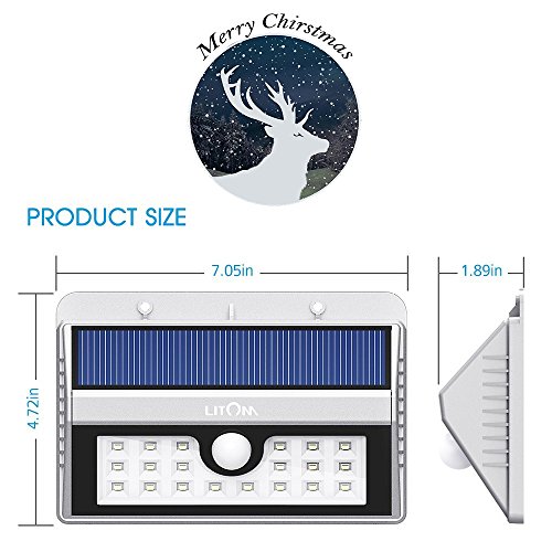 Litom Solarleuchten, Solar Wandleuchte,Solar Außenleuchte 20 helle LED drahtlose Solarleuchte fürGarten, Zaun, Garten, Garten Deko, Garage, Treppe usw. Silber 2 Stück - 7
