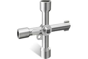 DHWEKU Llave De 4 Vías Multifunción, Llave De Llave Universal, Llave Multifunción, Práctica Llave En Cruz Para Ascensores, Contadores De Agua, Armarios Eléctricos, Válvulas
