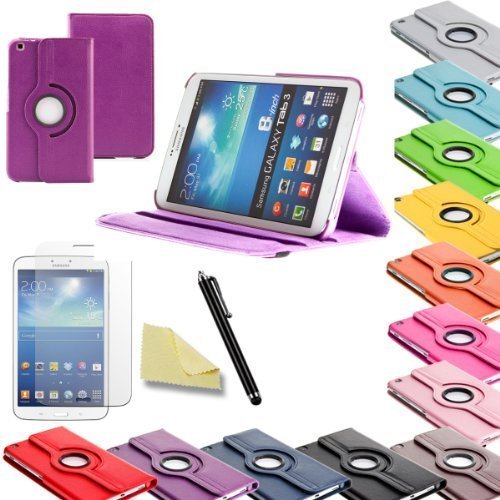 3in1 SET Tab3 8.0 360° Schutzhülle + Folie + Pen Samsung Galaxy Tab 3 8.0 SM-T310 T311 T315 Tasche Etui (Lila)