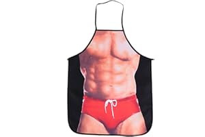 HZTYYIER Zabawny fartuch kuchenny 3D, humorystyczny apron wodoodporny z motywem muskularnego mężczyzny w bikini dla dorosłych do gotowania i grillowania
