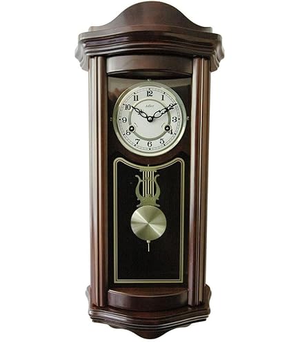 JVD Orologio A Pendolo In Legno – Movimento Quarzo Radiocontrollato, Suonerie Westminster, 70x28 Cm, Noce Scuro