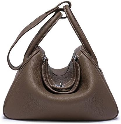 Cowhide Lady Bags Psoriasis Grain Platinum Package Shoulder Handbag Doctor Bag Medicine Bag,dark gray