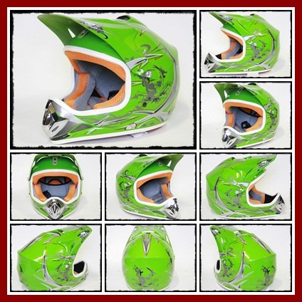 Helm Kinderhelm Motorradhelm Crosshelm Motocrosshelm Sport Grün S - 2