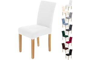 AngLink Stuhlhussen 4er Set Stretch, Elastischer Stuhlbezug Weiß, Stuhlhusse Stretch Abnehmbare Waschbar Stuhlbezug Langlebig Universal, für Esszimmer, Hotel, Bankett, Hochzeit, Partys Deko