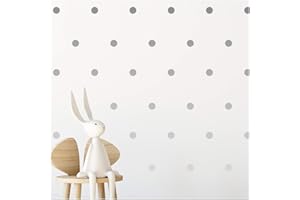 STICKERDEEN Adhesivo de pared (112 alcomanías) | ácil de despegar + seguro en paredes pintadas | Vinilo extraíble decoración de lunares | egatina redonda grande (plata)
