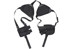 Nivofu Kabura na ramię do pistoletu, kabura uprzęży na ramię, podwójna kabura na ramię, pionowa kabura pod pachami, regulowany pasek do treningu taktycznego na świeżym powietrzu - czarna