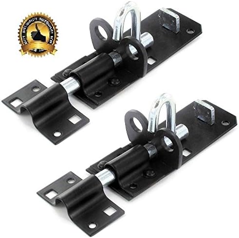 2 x Brenton Strong Sliding Padlock Shed Gate Door Bolt Black or Zinc 100mm (4") Black